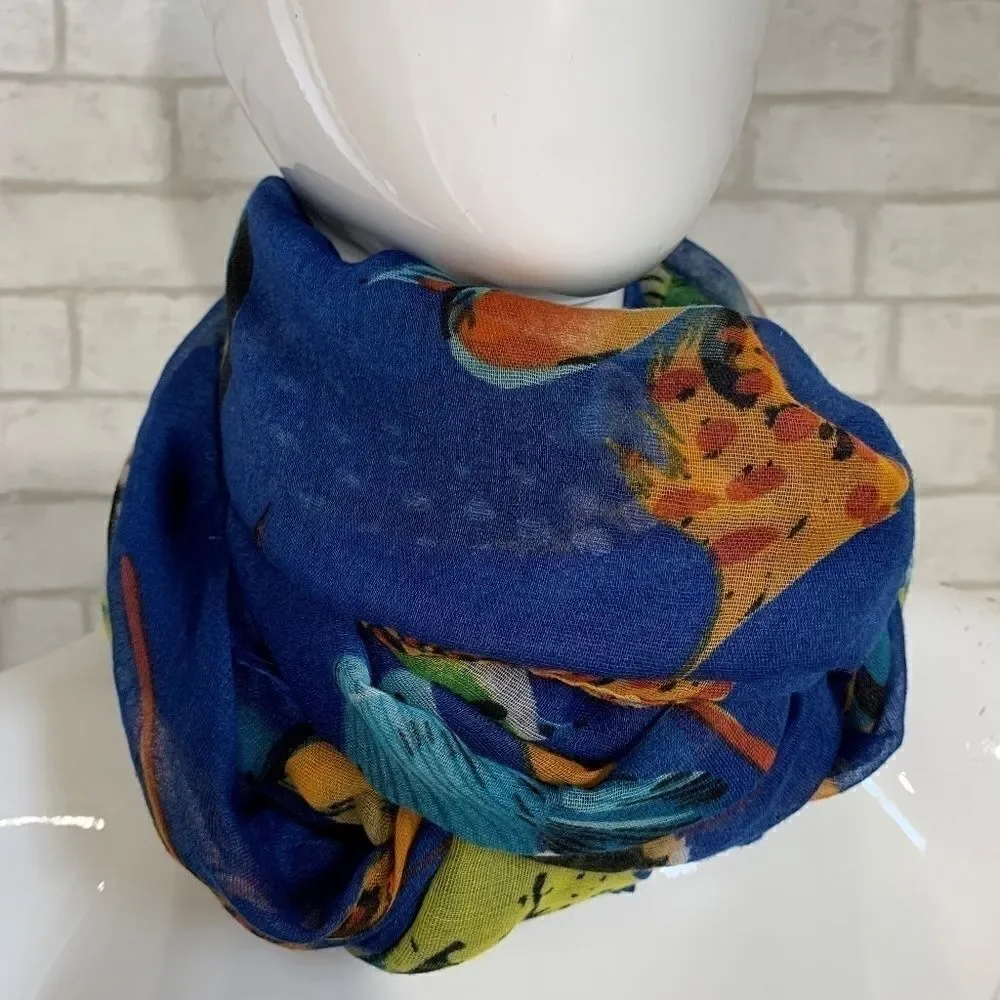 ‎Blue bird print scarf/wrap/sarong - OS